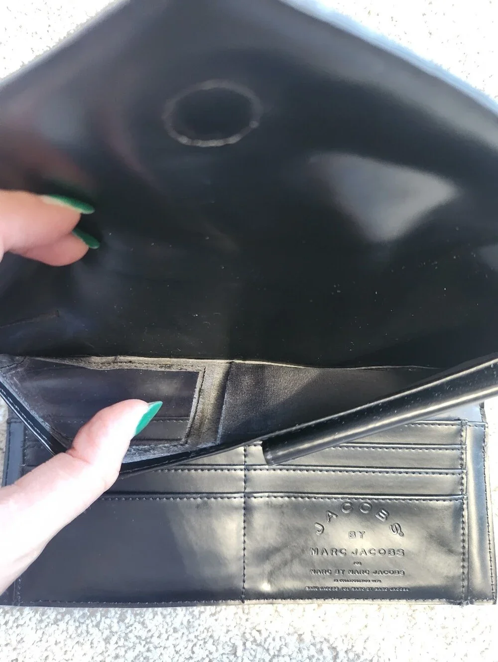 Marc Jacobs Black Leather Envelope Wallet with Card Slots